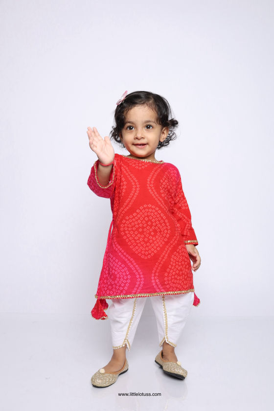 Natkhatri pure cotton Indo-Western little lotus handcrafted cotton Indo-Western for girls Natkhatri traditional block print Indo-Western