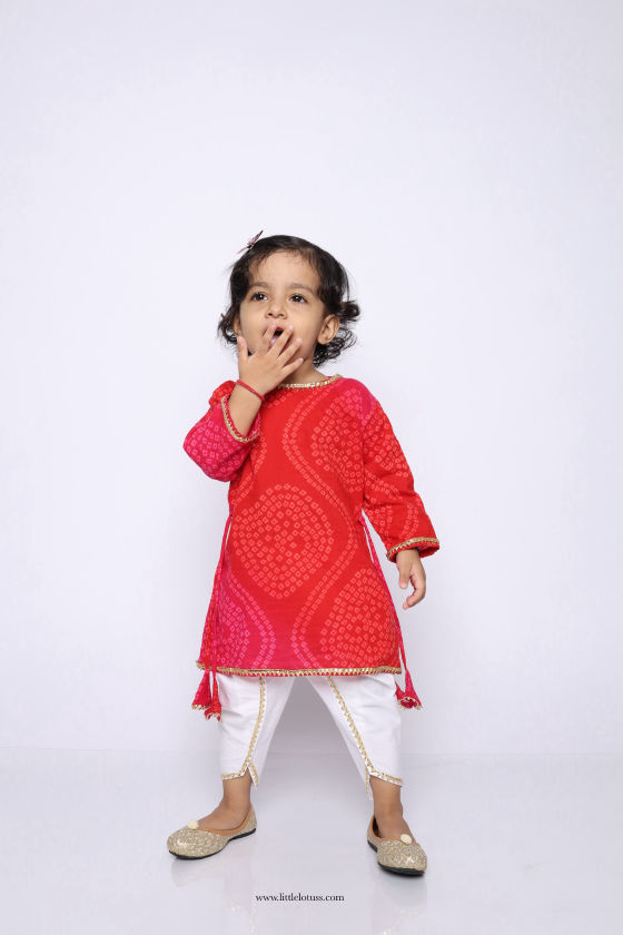 Natkhatri pure cotton Indo-Western little lotus handcrafted cotton Indo-Western for girls Natkhatri traditional block print Indo-Western