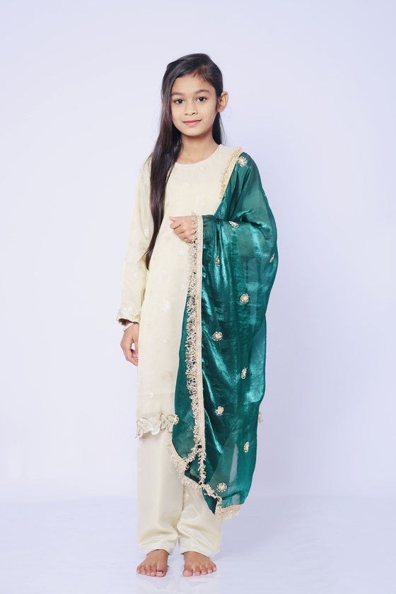 Ira - Ivory Girls Ethnic Suit with Dupatta